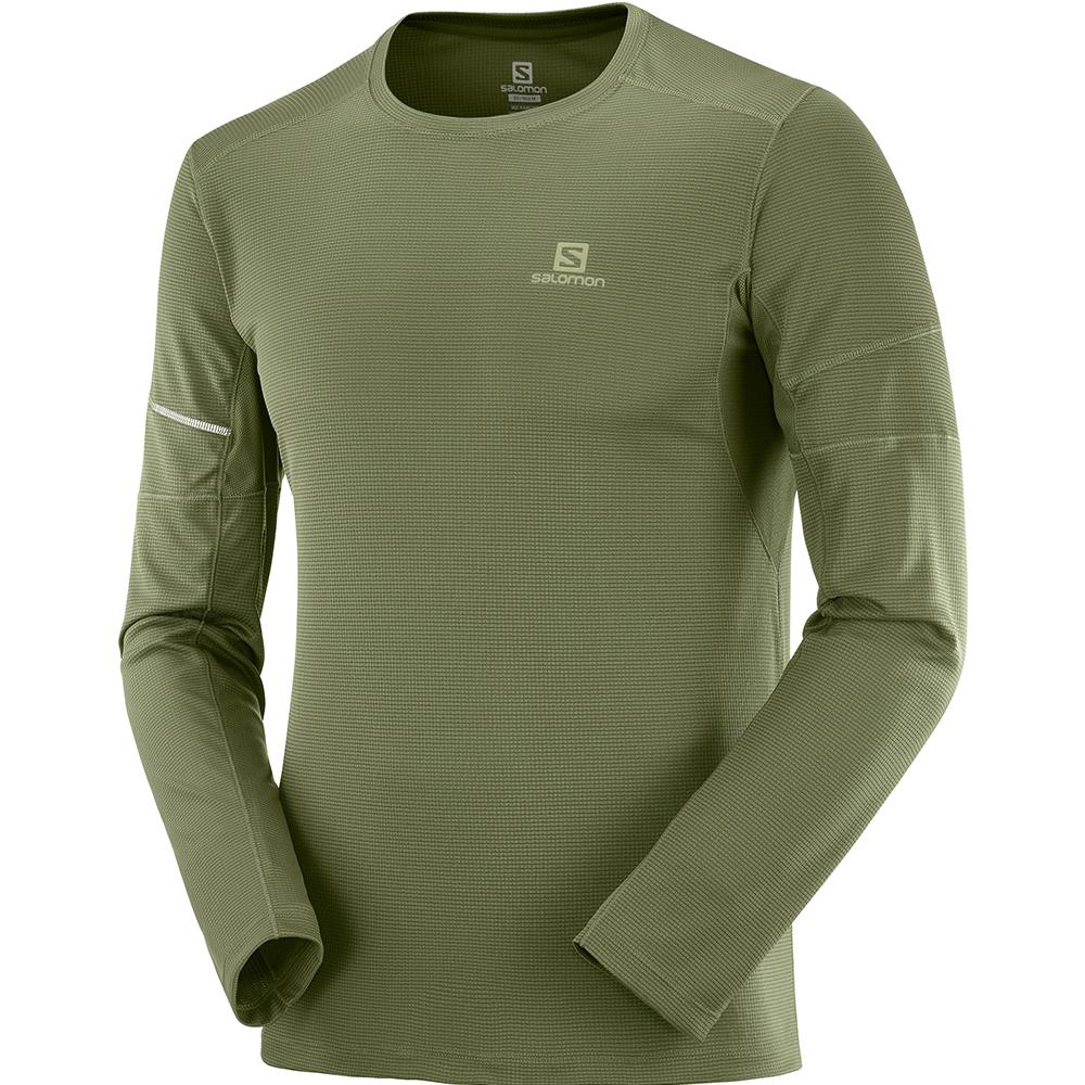 Tops Salomon Hombre Verde Oliva - Salomon Argentina AGILE LS M,043982-ZGQ